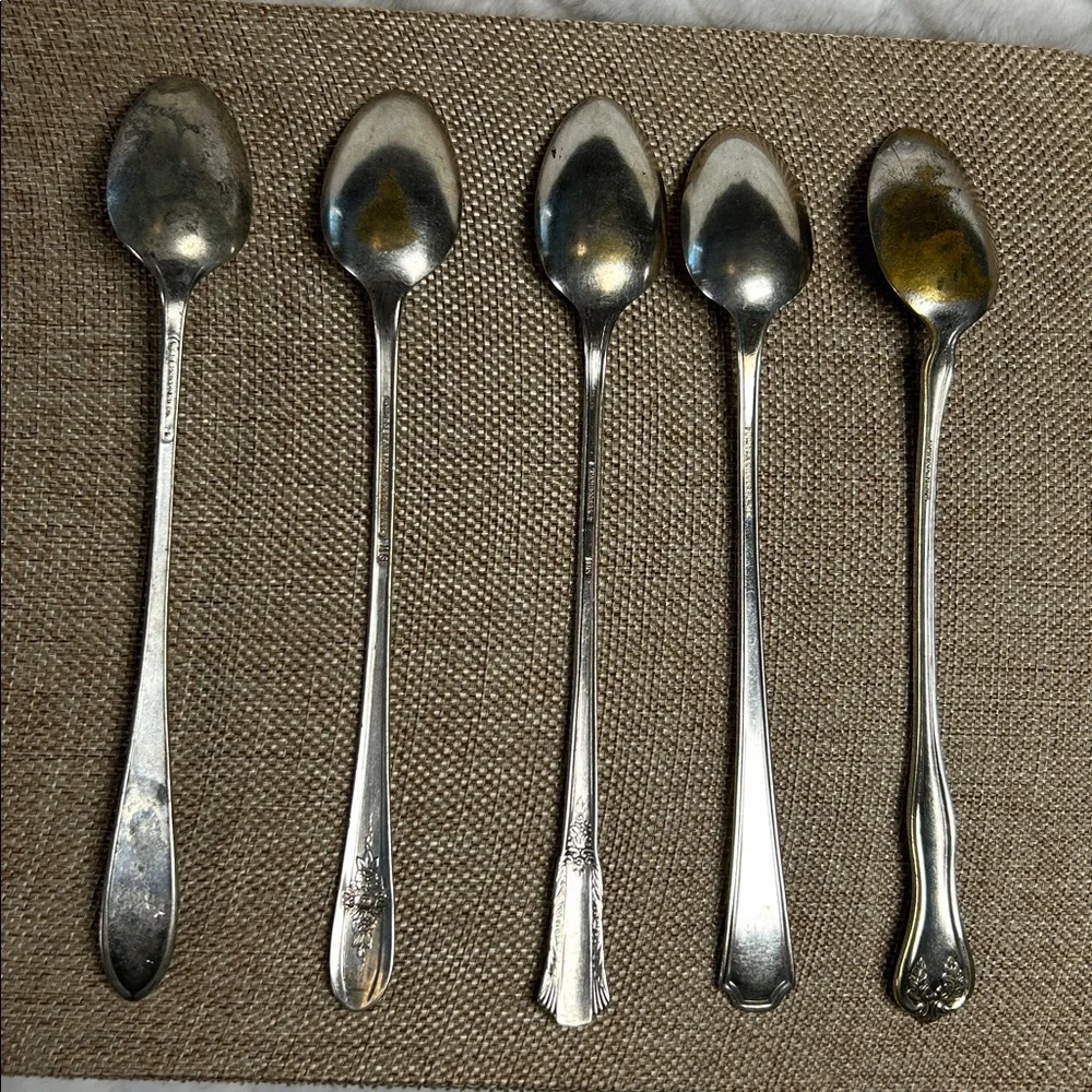 Assorted Dessert/Iced Tea Spoon Set - Polished Stainless Look, Set of 5